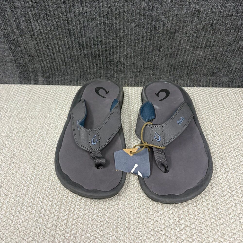 NEW Olukai Ohana Beach Sandals Flip Flops Pavement Grey Blue Men’s 9